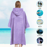 1pc Soft & Absorbent Microfiber Beach Wrap Towel - Long Sleeve Wearable Hooded Robe with Pocket, Quick-Dry Changing Robe for Swimming, Water Park, Beach, Sauna, Spa, and Outdoor Activities - Perfect for Women