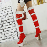 kamames Sgesvier 2021 New thigh high boots women sexy thin high heels platform boots mixed colors party prom Night Club Shoes woman G758