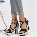 Trendy Womens Block Heeled Sandals with Stylish Buckle Strap - Perfect for Summer - Breathable and Comfortable for All-Day Wear