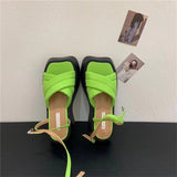 kamames design fluorescent color thick-soled platform sandals women's 2022 summer new one-word buckled open-toed shoes pumps