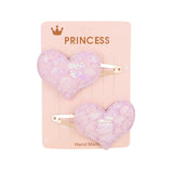 2Pcs/set Glitter Cartoon Cartoon Love Heart Crown Hair Clips For Girls Handmade Hairpins Boutique Barrette Kids Hair Accessories