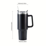 1pc Vacuum Flask With Straw Handle 40oz/1200ml, Portable Thermal Bottles, Stainless Steel Leakproof Tumbler, Heat And Cold Retention, Insulated Cup With Lid For Outdoor Camping, Hiking, Driving, Car Travel Cup, Drinkware