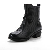 kamames kamames Autumn New Low-Heeled Crocodile Martin Boots Korean Version Leisure Fashion Leather Boots Warm And Comfortable Cotton Shoes