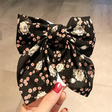 Polka Dot Floral Print Hair Clips Girls Daisy Bow Hairpin Pastoral Retro Style Barrettes Big Bowknot Hairpin Hair Accessories