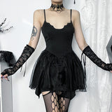 kamames Sling Net Stitching Irregular Dress Women's 2024 Dark Wind New Fashion Slim Skirt