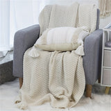 Cozy Nordic-Inspired Tassel Knit Blanket - Soft Acrylic, All-Season Throw For Office Naps & Sofa Lounging Flannel Blanket Fluffy Blanket