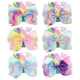 8 JoJo Bows Hair Clip Large Hair Bow Kids Handmade Metalic Printed Ribbon Knot Jumbo JOJO SIWA Hair Accessories For Girl