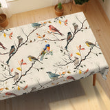 1pc Vibrant Birds on Branches Printed Tablecloth - Stain Resistant, Erasable, Waterproof, and Easy to Clean - Perfect for Spring Theme Decor, Restaurant, Party, Holiday, Gift, Indoor, and Outdoor Use