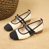 kamames kamames Single Shoes Women 2024 Spring Autumn New Korean Version Of Fashion Square Head Thick With Shallow Words Buckle Bean Shoes