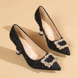kamames kamames Spring Autumn New Korean Fashion High Heels Pointed Thick Heel Shallow Foot Pedal Casual Single Shoes Women