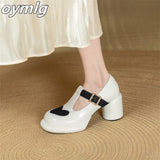 kamames Mary Jane shoes women's 2022 autumn round toe thick heel T-buckle high heels fashion all-match high heels women
