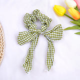 Women Streamers Scrunchies Polka Dot Floral Print Elastic Bow Hair Rope Girls Hair Ties Korean Sweet Hair Accessories Headwear