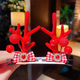 1Pair Women Girls Cartoon Christmas Antlers Hairpins New Year Sweet Hair Decorate Barrettes Hair Clips Novelty Hair Accessories