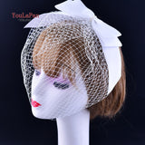 kamames YouLaPan VA01 Double layer White Birdcage veil Brides Luxury wedding accessories Beaded Birdcage Veil, Blusher Veil,Short Veil