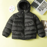 Kid's Solid Color Hooded Padded Jacket, Light-weight Warm Zip Up Coat, Boy's Clothes For Winter Outdoor, As Gift