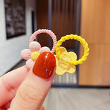 10PCS/Set New Girls Cute Cartoon Flower Small Scrunchie Kids Ponytail Hair Tie Elastic Hair Bands Fashion Hair Accessories Set