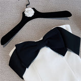 2023 Summer New Collection Sleeveless Black Bow Strapless High Waist White Slim Short Dress Women GE647 921-0