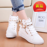 kamames Spring And Autumn New High-Top Canvas Shoes Women's Shoes Korean Version Tide Zipper Rivet Students Flat-Soled White Boots