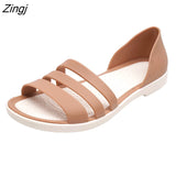 kamames Women Summer Flat Sandals 2023 Open-Toed Slides Slippers Candy Color Casual Beach Outdoot Female Ladies Jelly Shoes