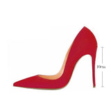 kamames Women Pumps for Wedding Shoes Pointed Toe Sexy High Heels Shoes 12 cm 10 cm Stilettos Red Black plus size 33-45 RM001 ROVICIYA