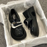kamames Shoes Women's Shoes 2024 Spring New Style Thick Soles, Thick Heels, Black Shoes, Jk Mary Jane Shoes, Single Shoes, Small Leather Shoes