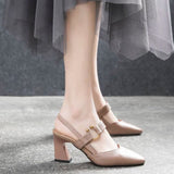 kamames kamames High-Heeled Sandals Women's Shoes 2023 Summer New Cowhide Thick-Heeled Fairy Shoes With Blankets