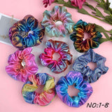 8 Pcs/lot Women Glitter Scrunchies Colorful Elastic Hair Rope For Girls Ponytail Holder Hair Bands Headwear Hair Accessories 052