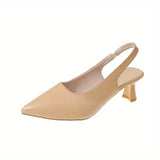 Womens Chic Solid Color Slip-On Mules - Pointed Toe Cone Heel with Ankle Strap Slingback - Ultra-Comfortable Summer Dress Shoes for Trendsetters