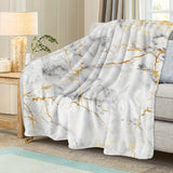 Ultra-Soft Flannel Fleece Throw Blanket - Golden Marble Design, All-Season Warmth & Cozy Comfort for Living Room/Bedroom/Sofa Flannel Blanket Sofa Blanket