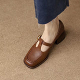 kamames kamames Small Leather Shoes Women's Design Sense Small Heel Thick Heel Women's Shoes 2024 Autumn French Retro Brown Light Mouth Single Shoes