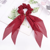 Korean Bow Long Ribbon Hair Scrunchie Chiffon Floral Print Sweet Elastic Hair Band Ponytail Hair Scarf Hair Tie Hair Accessories