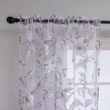 1pc Elegant Sheer Curtains - Classical Floral Printed, Light-Filtering Drapes for Living Room and Bedroom - Soft Purple, Breathable, and Energy-Efficient