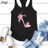 kamames Casual High-heeled Shoe Butterflies Print Tank Top Women Sleeveless Summer Vest Fashion Ladies Tank Top Harajuku Ropa Mujer