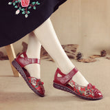 kamames kamames Summer New Leisure Flat Shoes National Style Printed Leather Women's Sandals Breathable And Comfortable Mother Shoes