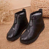 kamames Mother Shoes 2024 Winter Flat Anti-Skid Cashmere Snow Boots Front Zipper Martin Boot Girl