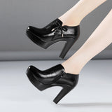 kamames Head, Thick Heels, Deep Mouth Single Shoes Women 2023 Autumn And Winter Thick-Soled Waterproof Platform Plush Thickened Models Catwalk High Heels Women