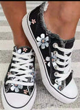 kamames Women Shoes for Women 2022 Retro Floral Print Canva Shoes Female Fashion Student Spring Flat Lace-up Sneakers Casual Shoes Women