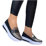 kamames Casual Single Shoes Women's Autumn Solid Color Round Head Low-Top Belt Buckle Soft-Soled Work Shoes Beans Shoes
