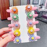 10PCS/Set New Girls Cute Cartoon Ice Cream Unicorn Hair Clips Kids Lovely Hairpins Headband Barrettes Fashion Hair Accessories