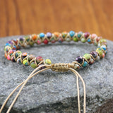 Vibrant 4mm Natural Stone Beads Handmade Yoga Bracelet - Adjustable, Braided, Colorful, One-of-a-Kind Accessory for Women - Perfect for Meditation, Spiritual Practices, and Everyday Wear