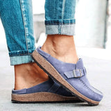 kamames Size Slippers Women's 2023 Summer New British Belt Buckle Baotou Semi-Slippers Direct Sales Single Shoes