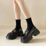 kamames Shoes Women's 2024 New Autumn Thick-Soled Vintage Shoes With British Style Small Leather Shoes Black Shoes Jk Single Shoes