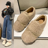 kamames Women Winter Flats Shoes Ladies Casual Moccasin Warm Plush Female Fashion Non Slip Flock Loafers New Female Footwear