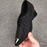 kamames Summer Sandals Diamond Gold Sheet Single Shoes Women's Grid Hollowed-Out Lace High-Heeled Sandals 35-43 From Stock
