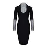 kamames Sleeve Bandage Dress 2022 New Women's Black Bodycon Dress Elegant Sexy Evening Club Party Dress High Quality Summer