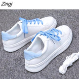 kamames Women Sneakers Leather Shoes Spring Casual Flats Sneakers Female New Fashion Comfort White Shoes