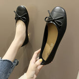 kamames Version 2024 New Summer Round Head Shallow Bow Flat Shoes Grandma Shoes Retro Fairy Style Shoes