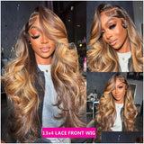 Synthetic Wigs Ombre Blonde Body Wave Lace Front Wig 180Nsity Hd Highlight Human Hair Brazilian Glueless 360 Fl Frontal For Drop Deliv Otygn