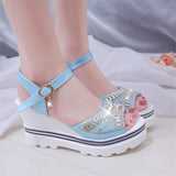 New wedge with female sandals fish mouth buckle with flat bottom platform waterproof platform thick bottom cake women's shoes