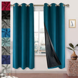 2 Panels Luxurious Blackout Faux Linen Imitation Textured Curtains - Panels with Insulating Polyester Coating, Grommet Top, and Room Darkening Function for Bedroom, Living Room, Home Decoration and Energy Efficiency